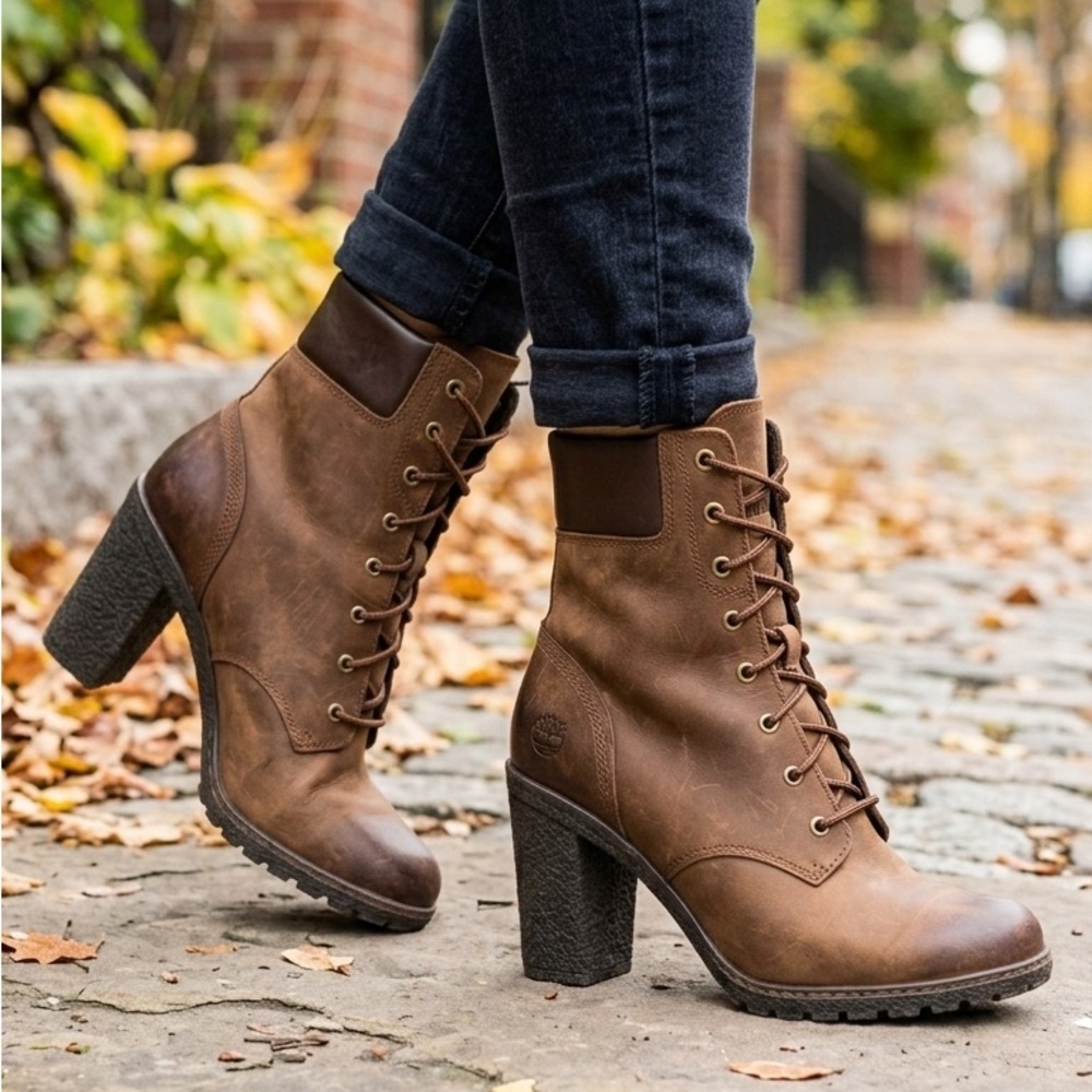 Timberland Earthkeepers Women's Glancy Heeled Boots, Brown Leather Size 8